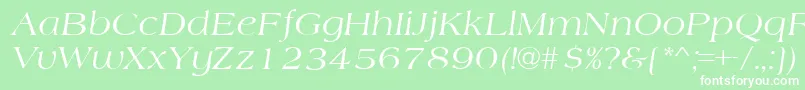 Fonte AmherstItalic – fontes brancas em um fundo verde