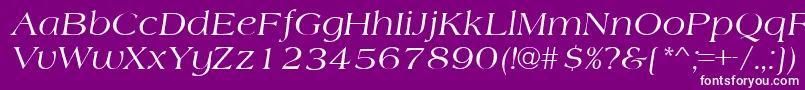 Fonte AmherstItalic – fontes brancas em um fundo violeta