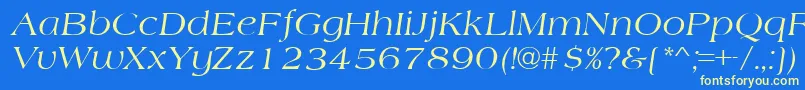 Fonte AmherstItalic – fontes amarelas em um fundo azul