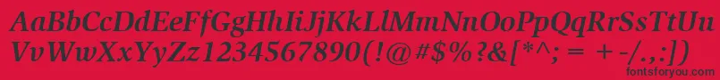 Fonte ItcSlimbachLtBoldItalic – fontes pretas em um fundo vermelho