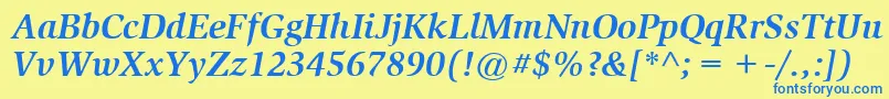 ItcSlimbachLtBoldItalic Font – Blue Fonts on Yellow Background