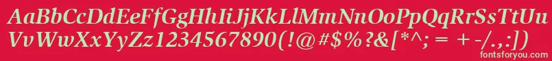 ItcSlimbachLtBoldItalic Font – Green Fonts on Red Background