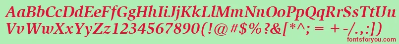 ItcSlimbachLtBoldItalic-Schriftart – Rote Schriften auf grünem Hintergrund