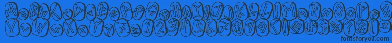 Шрифт RunezOfOmegaTwo – чёрные шрифты на синем фоне