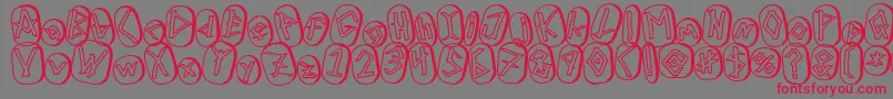 RunezOfOmegaTwo-Schriftart – Rote Schriften auf grauem Hintergrund