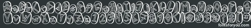 RunezOfOmegaTwo-fontti – valkoiset fontit mustalla taustalla