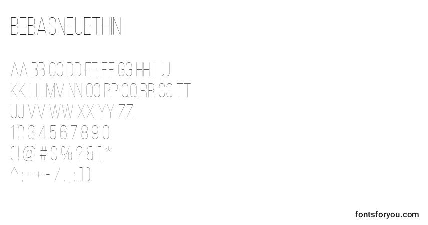 BebasNeueThin Font – alphabet, numbers, special characters