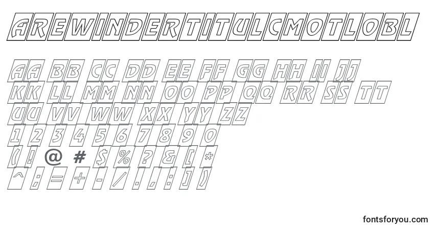 A fonte ARewindertitulcmotlobl – alfabeto, números, caracteres especiais