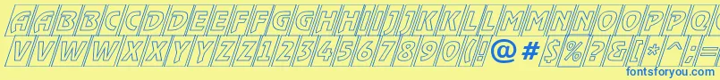 ARewindertitulcmotlobl-Schriftart – Blaue Schriften auf gelbem Hintergrund