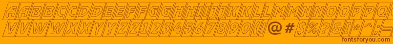 ARewindertitulcmotlobl-Schriftart – Braune Schriften auf orangefarbenem Hintergrund