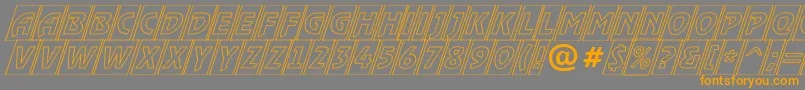 フォントARewindertitulcmotlobl – オレンジの文字は灰色の背景にあります。