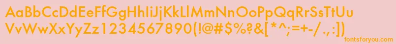 フォントFuturamediumc – オレンジの文字がピンクの背景にあります。