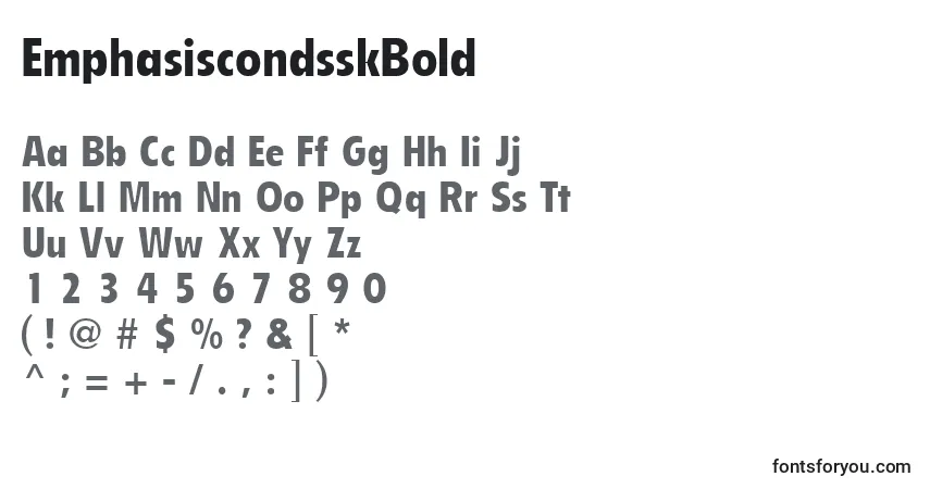 Шрифт EmphasiscondsskBold – алфавит, цифры, специальные символы