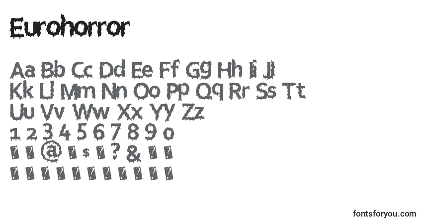 A fonte Eurohorror – alfabeto, números, caracteres especiais