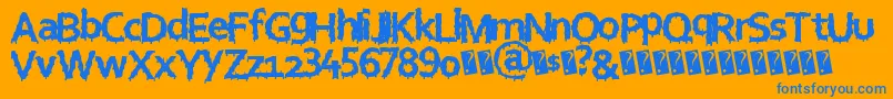 Eurohorror-Schriftart – Blaue Schriften auf orangefarbenem Hintergrund