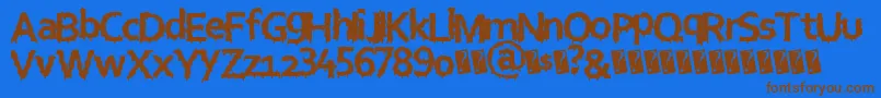 フォントEurohorror – 茶色の文字が青い背景にあります。