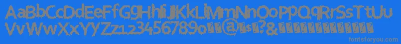 Eurohorror-fontti – harmaat kirjasimet sinisellä taustalla