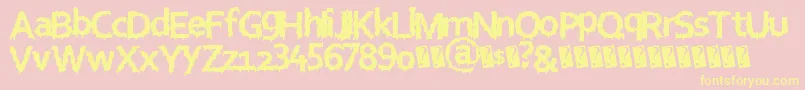Eurohorror-fontti – keltaiset fontit vaaleanpunaisella taustalla