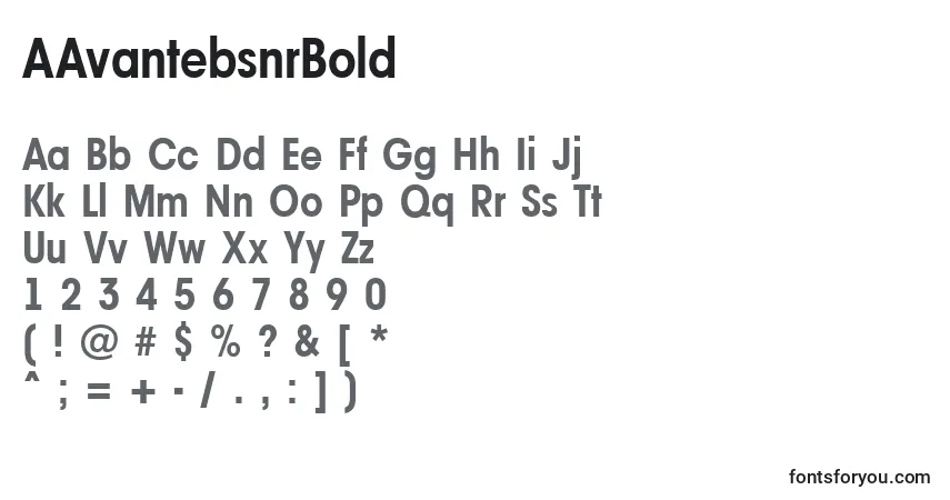 Шрифт AAvantebsnrBold – алфавит, цифры, специальные символы
