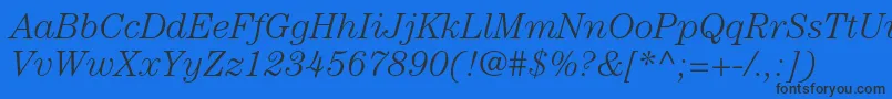 フォントCenturystdLightitalic – 黒い文字の青い背景