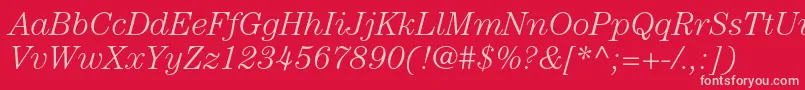 フォントCenturystdLightitalic – 赤い背景にピンクのフォント