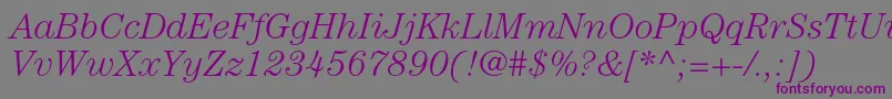 CenturystdLightitalic-fontti – violetit fontit harmaalla taustalla