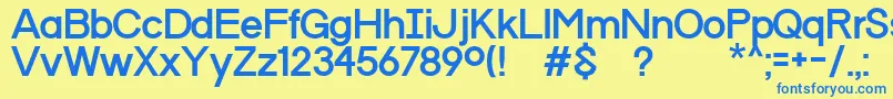 フォントProgressOrdinWin – 青い文字が黄色の背景にあります。