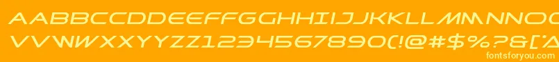 Prometheanexpandital-Schriftart – Gelbe Schriften auf orangefarbenem Hintergrund