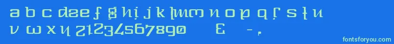 Czcionka One80 – zielone czcionki na niebieskim tle