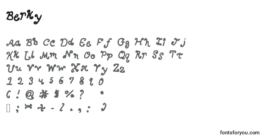 Czcionka Berky – alfabet, cyfry, specjalne znaki