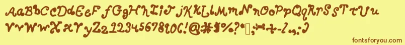 フォントBerky – 茶色の文字が黄色の背景にあります。