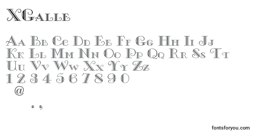 Czcionka XGalle – alfabet, cyfry, specjalne znaki