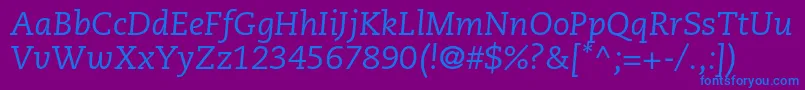 フォントCaecilialtstdItalic – 紫色の背景に青い文字