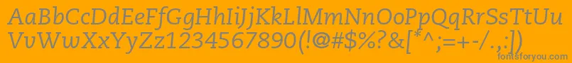 フォントCaecilialtstdItalic – オレンジの背景に灰色の文字