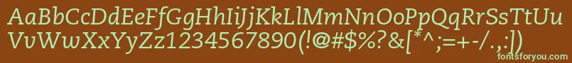 Шрифт CaecilialtstdItalic – зелёные шрифты на коричневом фоне