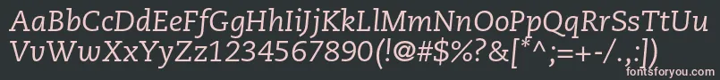 フォントCaecilialtstdItalic – 黒い背景にピンクのフォント