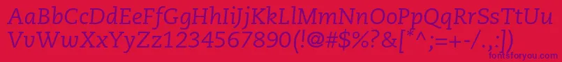 CaecilialtstdItalic Font – Purple Fonts on Red Background