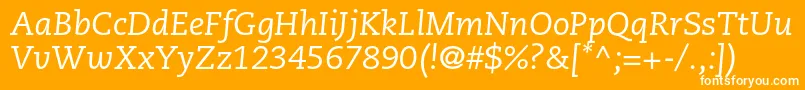 フォントCaecilialtstdItalic – オレンジの背景に白い文字