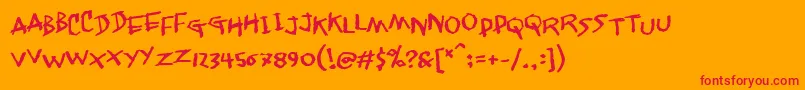 Jangly Font – Red Fonts on Orange Background