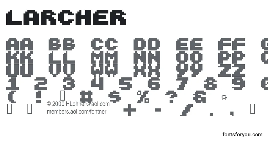 A fonte Larcher – alfabeto, números, caracteres especiais