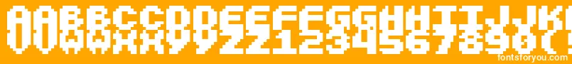Larcher-Schriftart – Weiße Schriften auf orangefarbenem Hintergrund