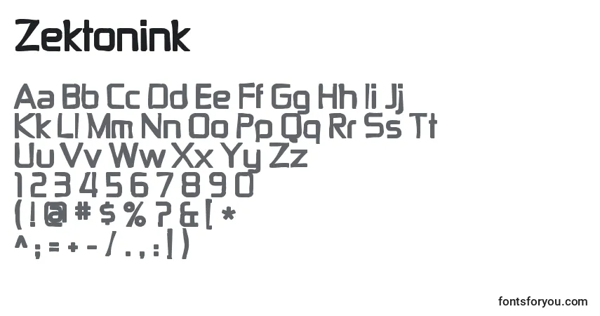 Zektonink Font – alphabet, numbers, special characters