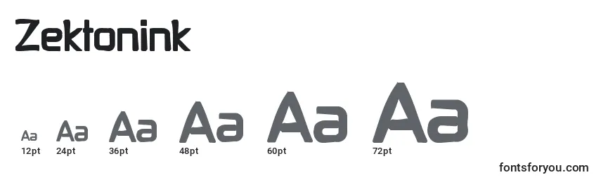 Размеры шрифта Zektonink