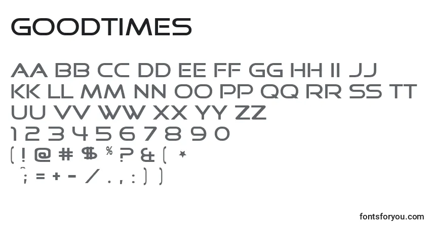 Schriftart GoodTimes – Alphabet, Zahlen, spezielle Symbole