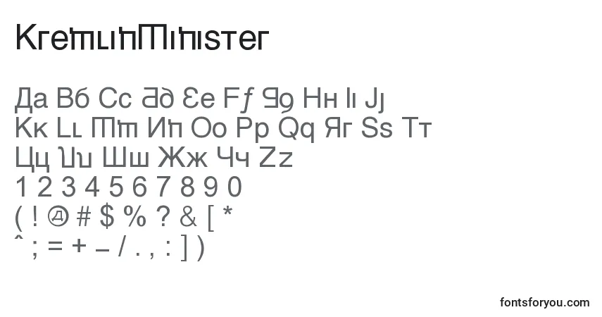 Шрифт KremlinMinister – алфавит, цифры, специальные символы