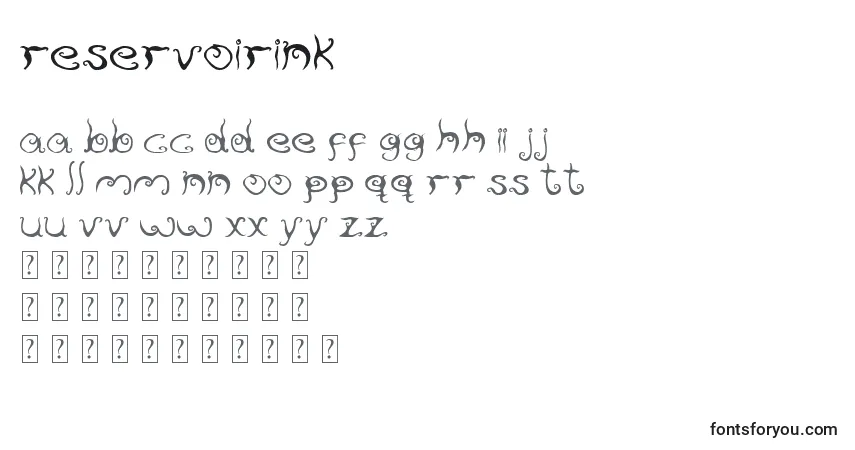 Czcionka Reservoirink – alfabet, cyfry, specjalne znaki