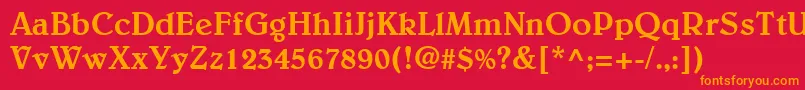 フォントBelweLtMedium – 赤い背景にオレンジの文字