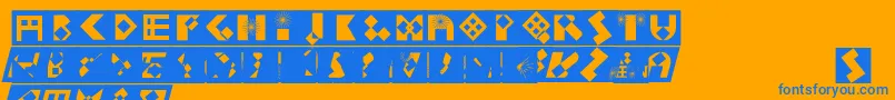 Kfirstbricksmirored Font – Blue Fonts on Orange Background