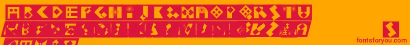 Fonte Kfirstbricksmirored – fontes vermelhas em um fundo laranja