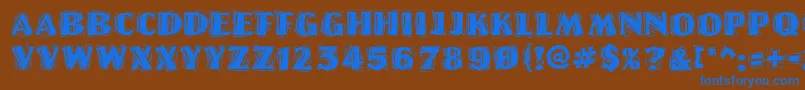 Linolettercutragged ffy Font – Blue Fonts on Brown Background